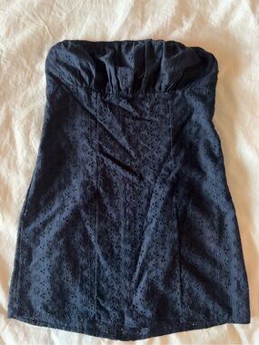 Pacsun LA Hearts Blue Strapless Eyelet Lace Mini Dress - size S